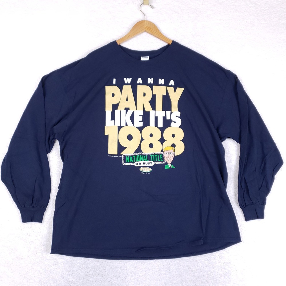 Smack Apparel Notre Dame Lou Holtz Shirt Mens 3XL Long Sleeve Navy 1988 Party
